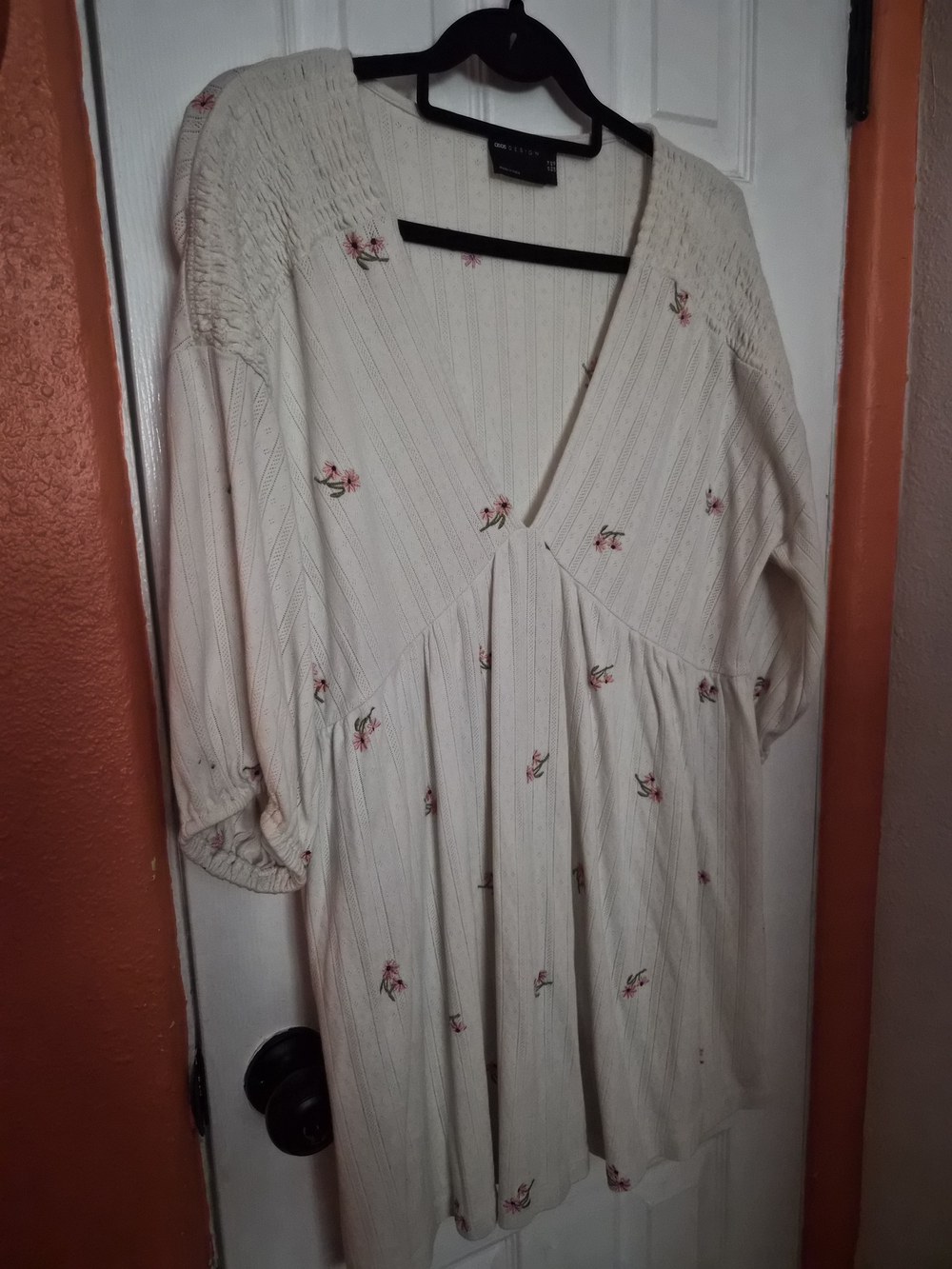 ASOS Cream Floral V-Neck Babydoll Dress